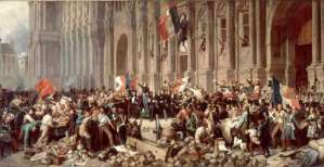 O Lamartine, μπροστά απο το  Hôtel de Ville, Paris, απορρίπει τη κοκινη σημαία  February 25, 1848. By Henri Felix Emmanuel Philippoteaux .